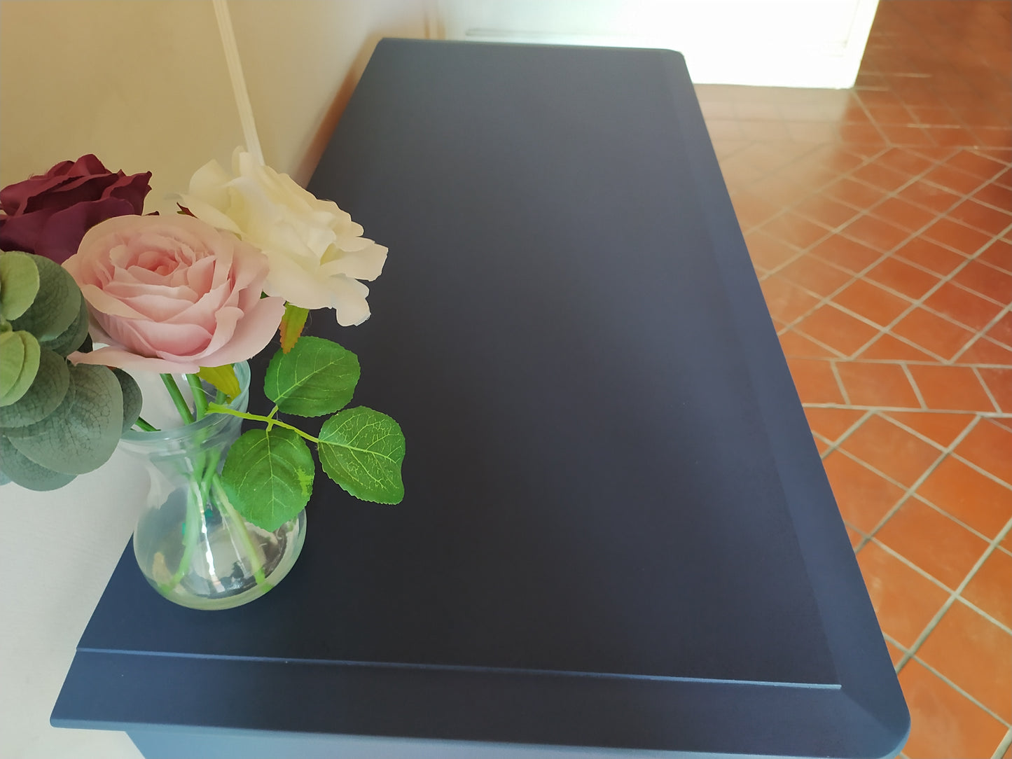 Chest of drawers, vintage Stag Minstrel furniture finished in Matt Navy Blue